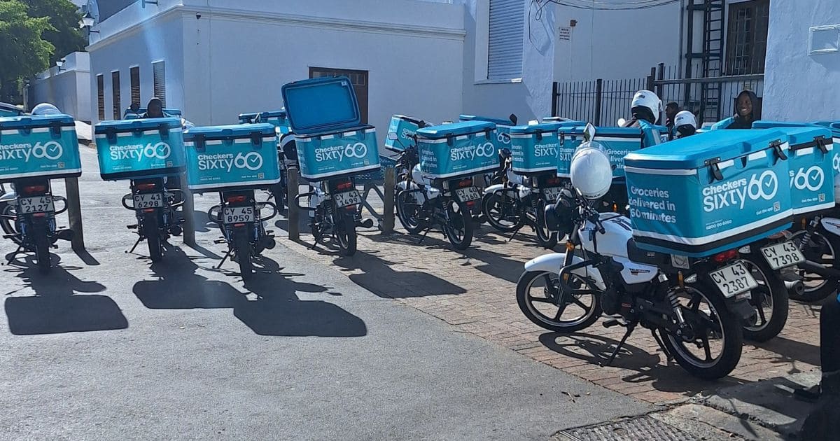 Checkers Sixty60 driver on scooter delivering groceries